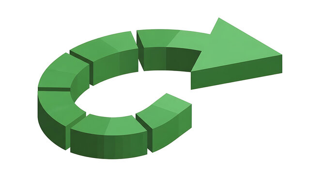 Green circular arrow progress indicator design with circular progress segmented business direction navigation movement rotation
