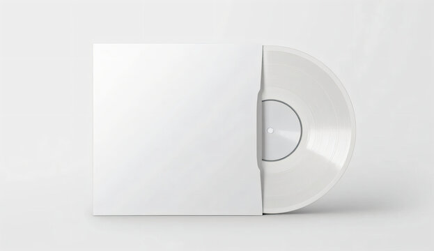 Blank white vinyl record sleeve mockup isolated on light grey background