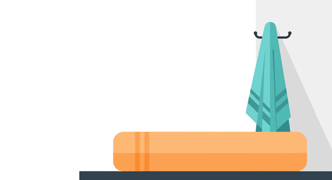 Flat design illustration of a beach umbrella and orange float on a flat surface