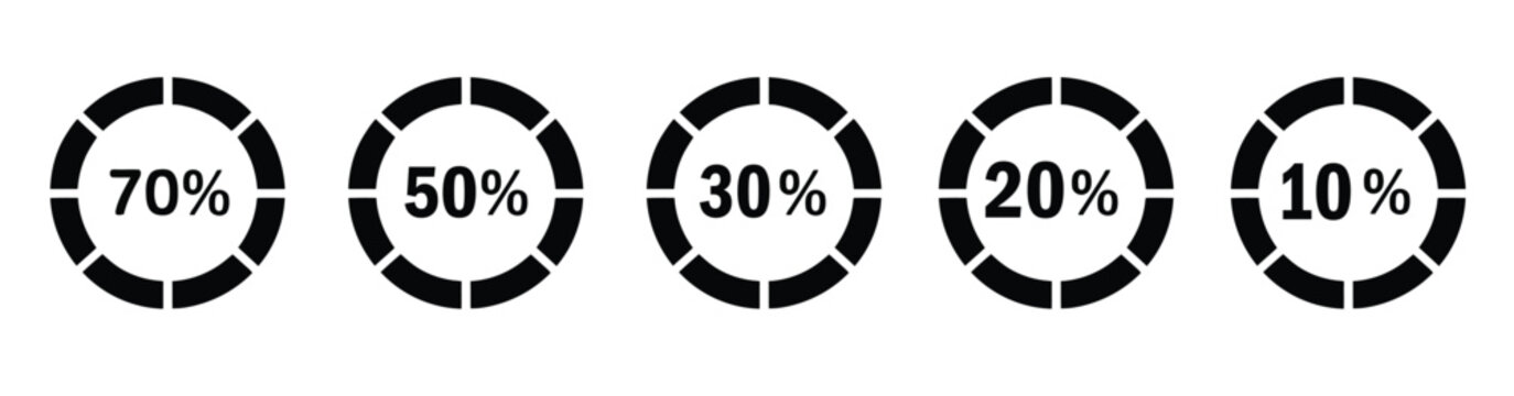 Progressive percentage circles with decreasing values on dark background minimal design