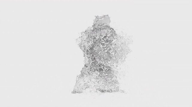 Water Splash Breakdance Character Front View with Alpha Matte