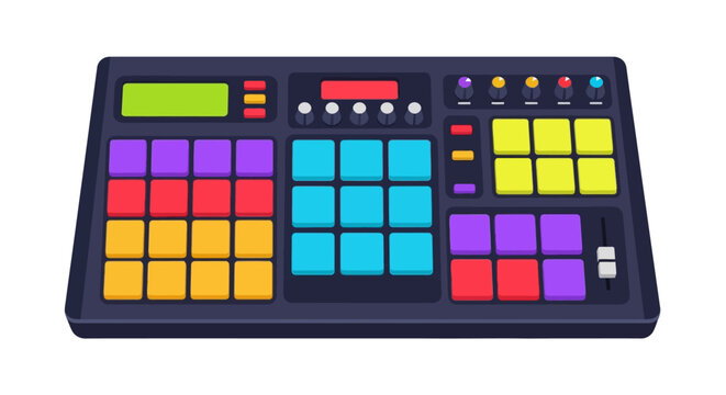 Vector Illustration of a Professional MIDI Drum Pad Controller for Beat Making and Music Production