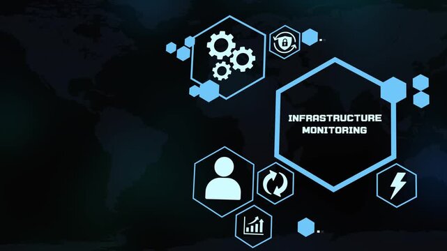 Infrastructure Monitoring Technology Concept with Network Analytics, Cyber Security and Digital System Control