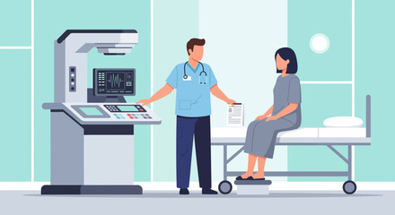 Fototapeta premium Medical Examination and Diagnostic Imaging in Modern Healthcare Illustration