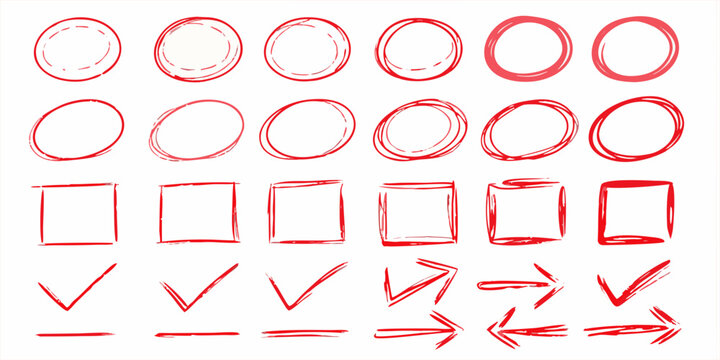 hand drawn shapes on white background hand drawn