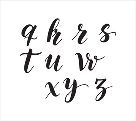 Fototapeta premium Black calligraphic lowercase letters on white background for design and typography projects