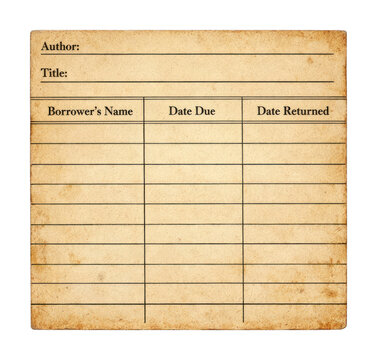 PNG Vintage library card template