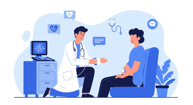 Medical Examination and Diagnostic Process Depicted with Doctor and Patient Visualization