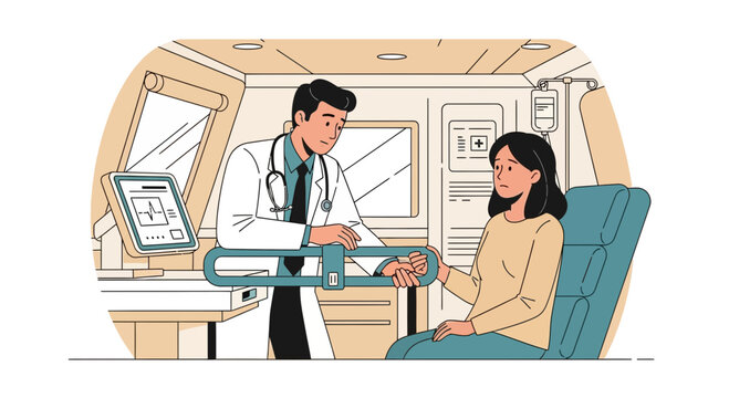 Medical Examination and Assessment: Doctor Provides Care and Comfort for Patient in Clinic Setting