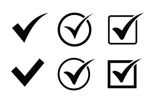 Check Mark Icon symbols vector, website computer and mobile interface approval icons, tick mark confirmation symbols
