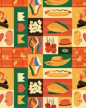 Elementos de Festa Junina - Decora&ccedil;&atilde;o e Comidas T&iacute;picas Brasileiras