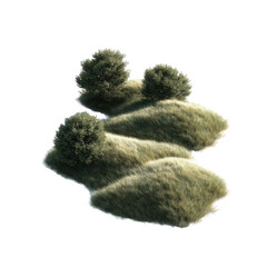 Fototapeta premium 3d grassy mounds with trees isolated cutout