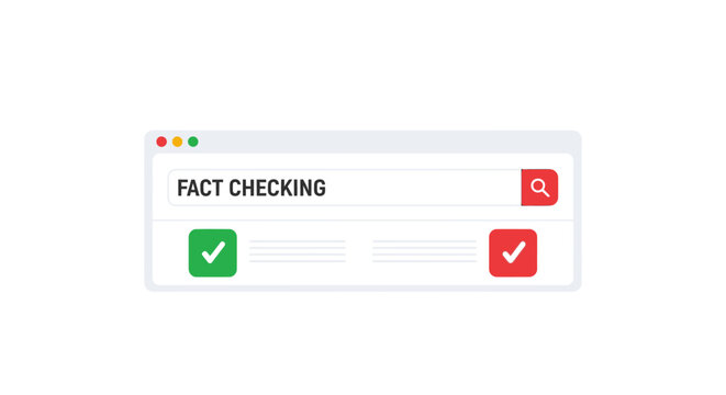 Fact Checking Search Engine Interface Concept Illustration for Truth Verification and Misinformation Prevention