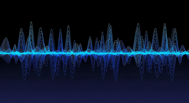 Abstract blue sound audio waveform graphic visualization on dark background with waveform visualization frequency abstract technology spectrum electronic vibration information acoustic