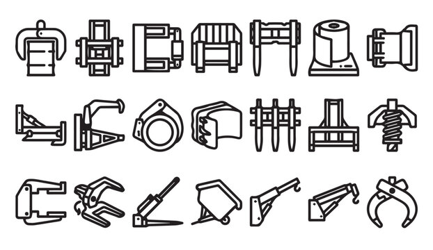 Industrial forklift attachments and mechanical clamps collection with forklift
