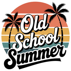 Obraz premium Old School Summer Retro Beach Sunset Vintage Graphic Design