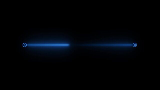 Glowing neon Straight and curved path routes A to B navigation journey lines roadmap neon design.4k motion graphics video animation