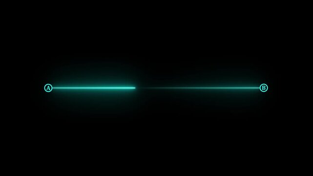 Glowing neon Straight and curved path routes A to B navigation journey lines roadmap neon design.4k motion graphics video animation