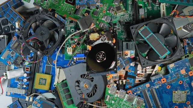 E-waste discarded electronics from servers, AI deep learning datacenters and clouds, network gear, cpu and gpu, ram dram memory. And SSDs with HHD hard drives.  Contain valuable rear earth materials.