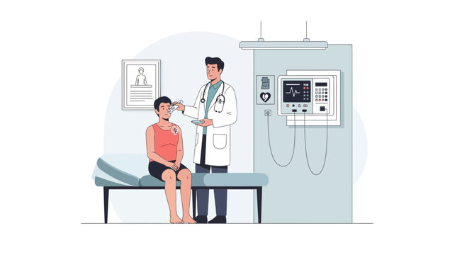 Medical Examination: Physician Evaluating Patient in a Clinical Setting for Diagnosis