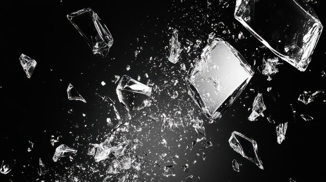 Abstract Explosion of Ice Cubes and Water Droplets in Dark Environment