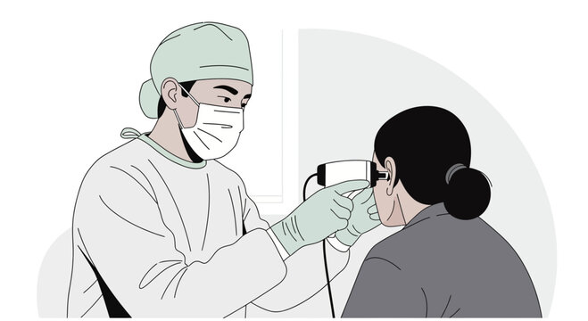 Medical Examination: The Doctor Is Checking The Patient's Ear With An Otoscope