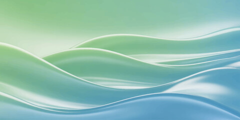 Fototapeta premium Abstract flowing waves of cool gradient blue and green hues evoke a sense of calm and fluidity, creating a soothing visual experience with a minimalist aesthetic.