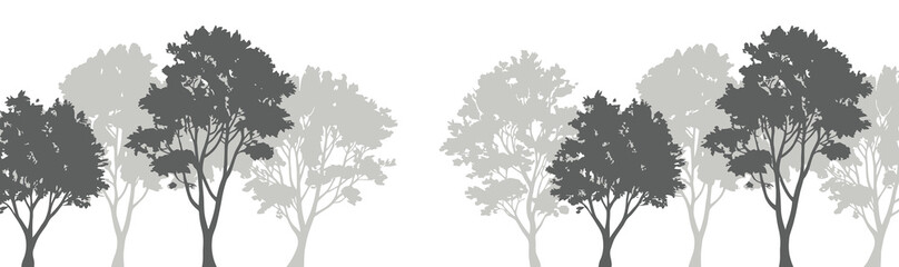 Architectural CAD tree line drawing set with minimal style side view forest and wetland outline vector illustration © MASUD NUR
