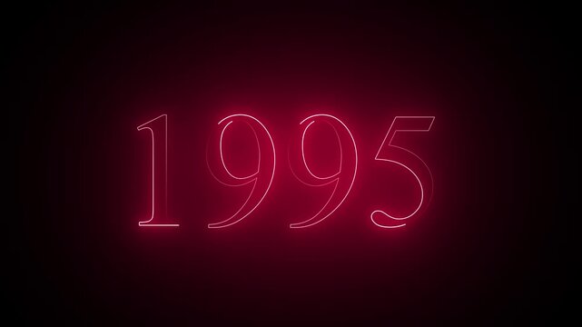 Abstract neon text year 1995 animation, glowing text animation ...