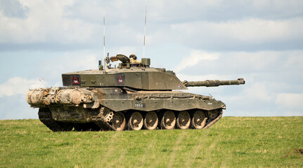 British army CR2 FV4034 Challenger 2 II main battle tank in action on a military exercise © Martin