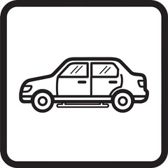 Fototapeta premium Car Icon with Two Doors and Side Profile, Minimalist Line Art Style for App Ui, Transportation and Mobility Themes