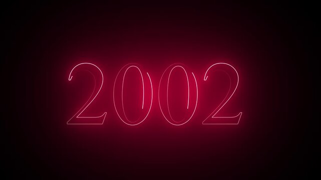Abstract neon text year 2002 animation, glowing text animation ...
