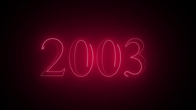 Abstract neon text year 2003 animation, glowing text animation ...