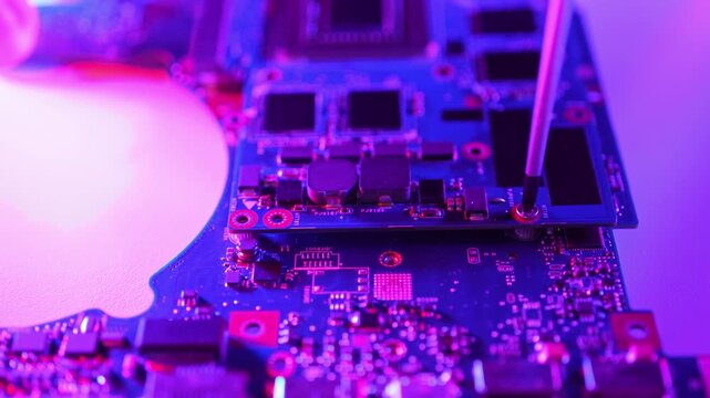 Computer hardware repair with screwdriver tool technology concept. Defense against phishing malware and ransomware on hardware level. Patch, monitoring stopping threats reduce damage digital defense.