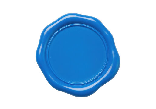 Blue wax seal stamp for official documents and vintage correspondence representing authenticity and traditional security procedures isolated on a transparent background