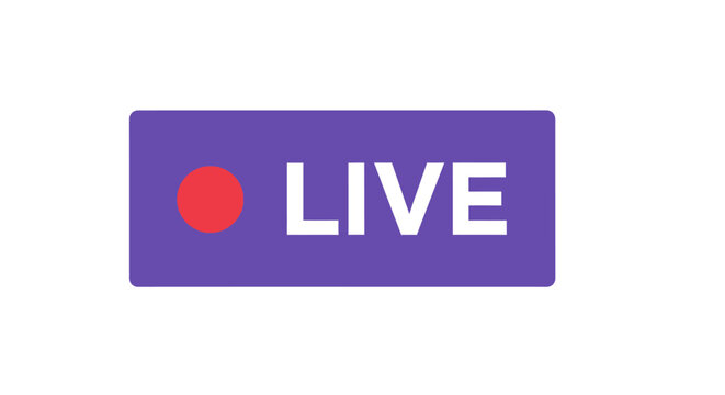 Purple Live Stream Button Icon with Red Record Indicator
