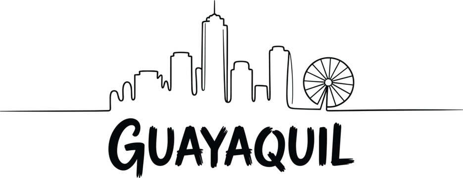 Guayaquil skyline with ferris wheel and modern buildings, vector illustration and architecture, city view