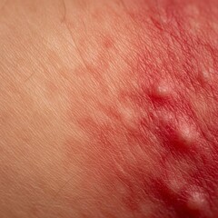 Fototapeta premium Close-up of Skin Texture with Red Bumps and Irritation