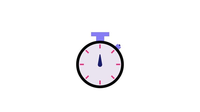 A colorful illustration of a stopwatch on a white background with pink and blue accents doodle animated 4k stock video