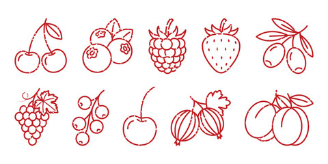 Hand drawn berry and fruit doodle line art vector set © VectorNest 95