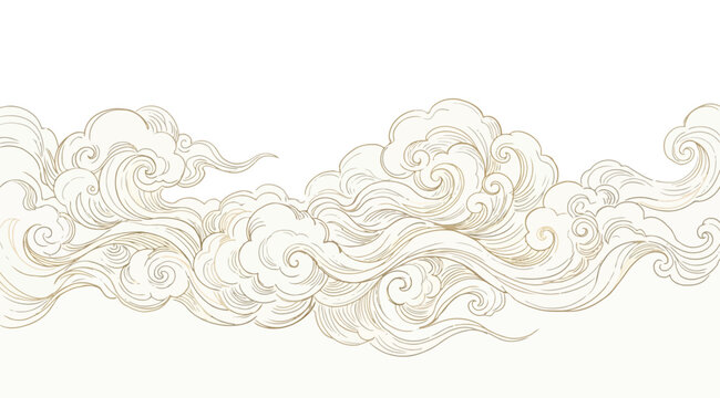 Traditional oriental style cloud pattern with swirling lines