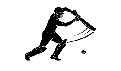 Fototapeta premium Cricket Player Silhouette Vector with Bat and Protective Gear