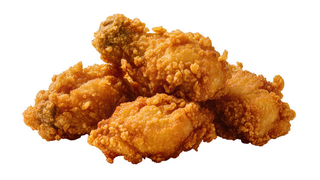 Golden crispy fried chicken wings delicious fast food meal, isolated on transparent background