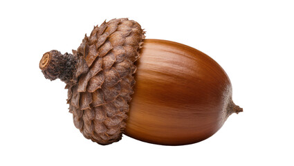 Brown textured acorn with cap, isolated on transparent background © Alexa
