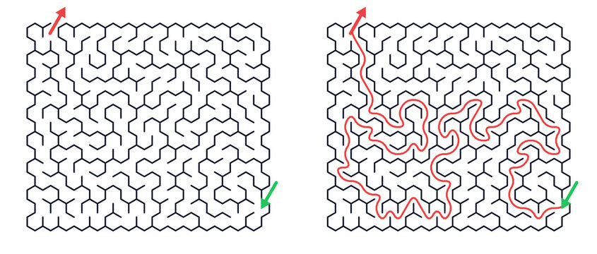 a maze game sheet, find your way out