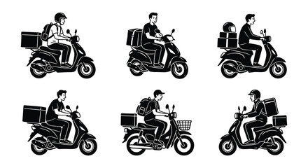 Delivery riders on scooters vector motorcycles transportation © Nayem