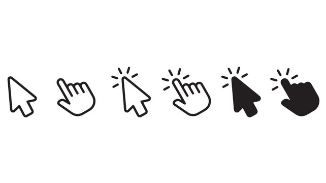 Computer Mouse Cursors Clicking Buttons For Technology Concepts