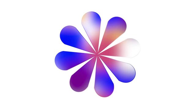 A colorful flower with purple, pink, and yellow petals isolated on white background doodle animated 4k stock video
