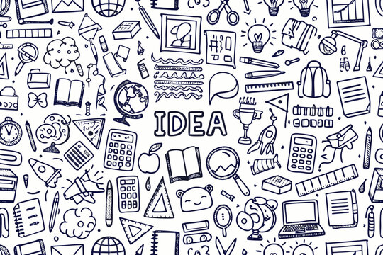 education doodle pattern with playful school items