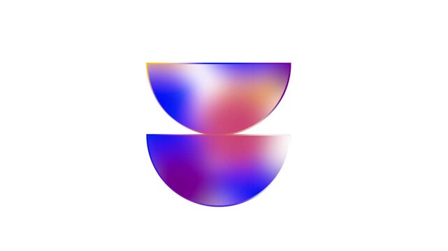 A colorful illustration of two half circles stacked on top of each other with a gradient of purple, pink, yellow, and orange hues doodle animated 4k stock video